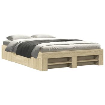 Cama De Matrimonio | Cama De Adulto | Estructura De Cama Sin Colchón Madera Roble Sonoma 120x190 Cm