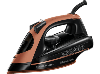Plancha de vapor - Russell Hobbs Copper Express, 150 g/min, 0.32 l, Antical, Antigoteo, Marrón