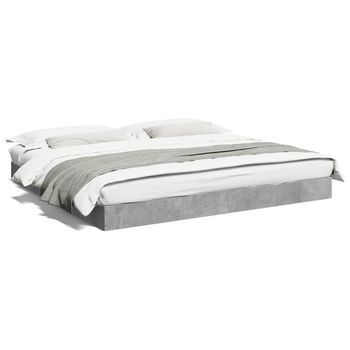 Cama Matrimonial | Cama Para Adultos | Estructura De Cama Madera De Ingeniería Gris Hormigón 180x200cm