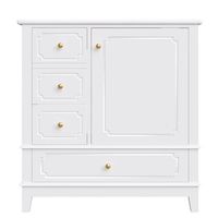 mueble bajo lavabo 765 cm - lavabo ceramico antibacteriano tiradores dorados y gran espacio de almacenaje - blanco