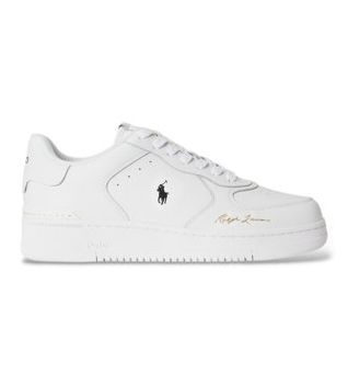 Polo Ralph Lauren para hombre. 809P17938001 Deportiva Masters Court de piel blanco (43), Plano, Cordones, Casual