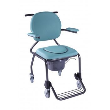 Silla Con Inodoro  Con Ruedas  Reposapiés  Reposabrazos Abatibles  Acero  Azul  Best Up