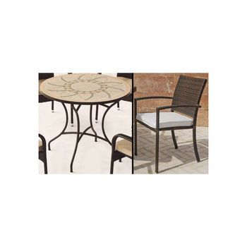 Conjunto Mesa Y 4 Sillones Para Terraza Y Jardín Resistente