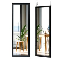 costway espejo de cuerpo entero montado en la pared con ganchos espejo de maquillaje para puerta dormitorio salon vestuarios negro 120 x 37 cm