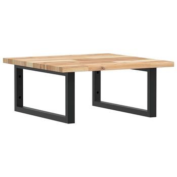 Estante De Lavabo De Pared | Estantería Pared | Estante Flotante Acero Y Madera Maciza De Acacia