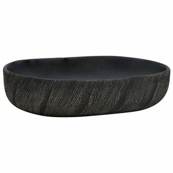 Lavabo De Baño Moderno | Lavabo Sobre Encimera Ovalado Cerámica Negro 59x40x14 Cm