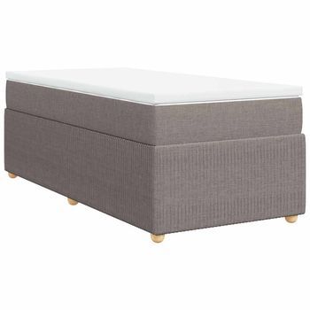 Cama Individual | Cama De Adulto | Cama Box Spring Con Colchón Tela Gris Taupe 100x200 Cm