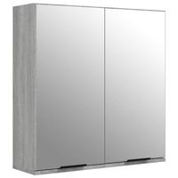 armario de bano  mueble bano con espejo color gris sonoma 64x20x67 cm