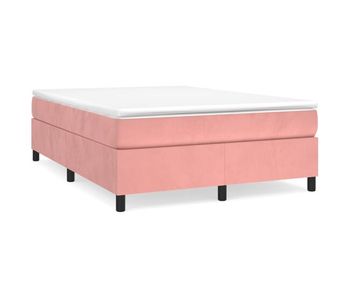 Estructura de cama box spring terciopelo rosa 140x190 cm