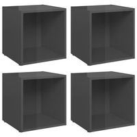 4 uds muebles tv  mueble de salon  armario tv madera contrachapada gris brillo 37x35x37 cm