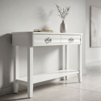 consola con 2 cajones de madera blanca cm 110x40x82