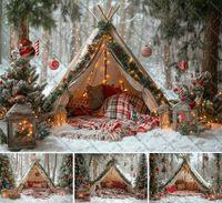 fondo de fotografia mehofond invierno navidad bosque tienda de campana arbol de navidad ninos retrato familiar decoracion telon de fondo estudio fotografico