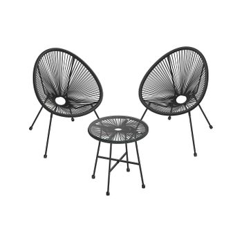 Conjunto de Muebles de Jardín Silla Acapulco Asientos de Exterior, Negro