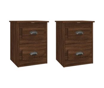 Vidaxl mesita de noche de pared 2 uds marrón rob;e 41,5x36x53cm