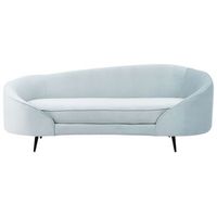 sofa 2 plazas de terciopelo diseno curvo patas de metal azul claro dorado savar