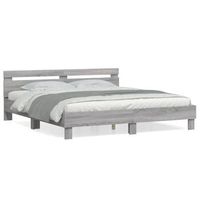 cama matrimonial  cama para adultos  cama con cabecero madera ingenieria gris sonoma 200x200 cm