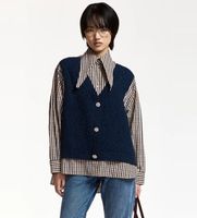 essentiel antwerp para mujer kute camisa con chaleco de punto integrado marino xs casual algodon manga larga