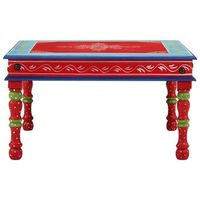 mesa de cafe - mesa de centro madera maciza de mango rojo pintada a mano