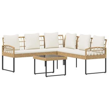 Conjunto De Sofás De Jardín Con Cojín 2 Piezas | Mueble De Jardín Natural
