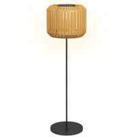 outsunny lampara de exterior de ratan lampara de jardin solar encendido automatico led resistente a la intemperie marco de metal o34 x 130cm negroamarillo