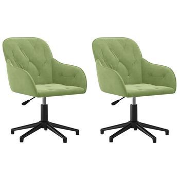 Pack 2 Uds Sillas De Comedor | Silla De Cocina | Mueble De Comedor Giratorias Terciopelo Verde Claro