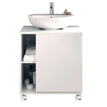Mueble De Baño Con Ruedas Sitra Color Blanco Brillo 59 Cm