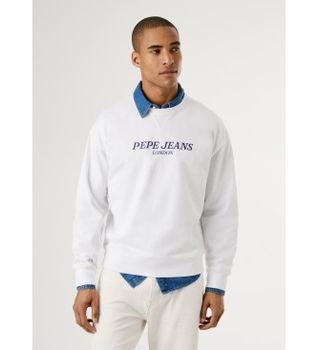 Pepe Jeans para hombre. PM582922 Sudadera Tadeo blanco (M), Casual, Algodón