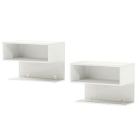 costway juego de 2 mesitas de noche flotantes modernas con estantes abiertos mesa auxiliar de pared para dormitorio y sala de estar blanco