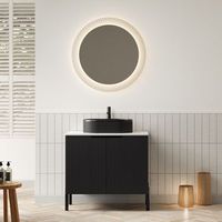 mueble de bano con lavabo - mueble para bano - ceramica y mdf - negro 76x48x88cm