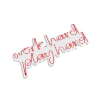 Iluminación Led Decorativa De Plástico Work Hard Play Hard Rosa 55x36x2 Cm