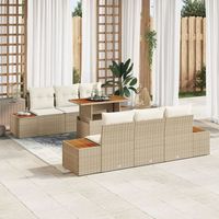 juego de sofa de jardin set de 7 beige ratan comedor de jardin v1475 unico  beige