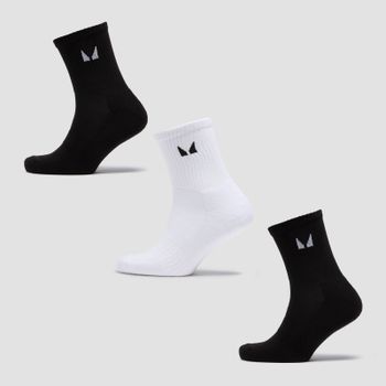 MP Unisex Crew Socks (3 Pack) - Black/White - UK 9-11