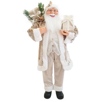 144238 Papá Noel Vestido Champagne Y De Terciopelo 110h Con Luces Y Sonidos