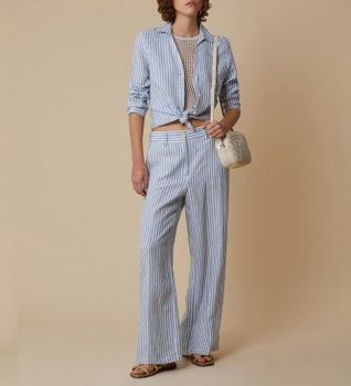 PennyBlack para mujer. 2511131233200 Pantalón Zuara azul (M/L), Casual, Lino