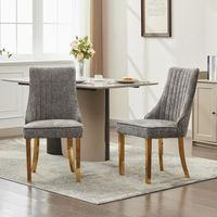 pack de 2 sillas de comedor - mueble para comedor - chenilla y acero - gris 65x50x95cm
