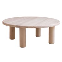 mesa de centro redonda de pino macizo 87 cm sin barnizar