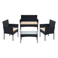 conjunto de muebles de jardin de patio ratan mimbre de pe negro  taupe