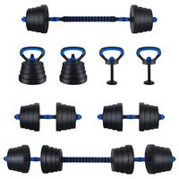 set de mancuernas barra y kettlebell 4 en 1 30 kg negro y azul vidaxl