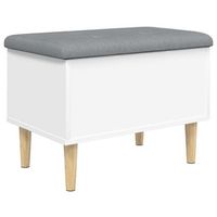 banco con almacenaje y cojin de asiento gris 62 x 42 x 46 cm en madera contrachapada blanca dec024712