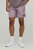 pantalon corto holgado de nailon fruncido con brillo intenso pink