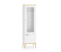 vitrina 2 puertas zora blanca y dorada