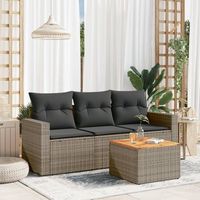 conjunto de sofas de jardin 4 uds  mueble jardin mesa y sillas y cojines ratan sintetico gris cfw596872