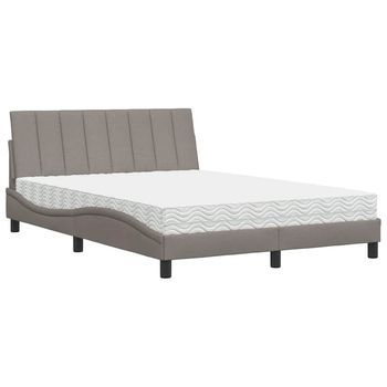 Cama Con Colchón Hanko Tela Gris Taupe 120x200 Cm Vidaxl