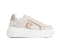 zapatillas slip-on de piel de ante laminado con apliques de glitter beige