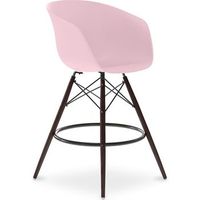 taburete de bar diseno escandinavo patas madera oscura - pirela rosa pastel