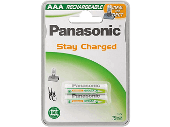 Pilas - Panasonic AAA Recargables, 750 mAh, 1.2V