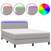 estructura de cama led con cabecero con somier colchon 140x200 cm tela gris claro tdl0208528