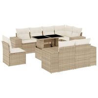 set de sofas de jardin 9 piezas con cojines ratan sintetico beige