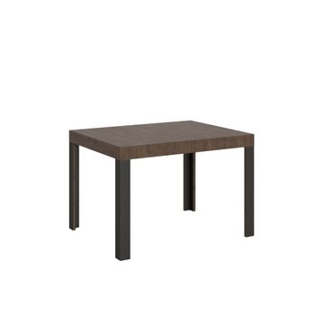 Mesa extensible 80x120/204 cm efecto madera nogal, hierro