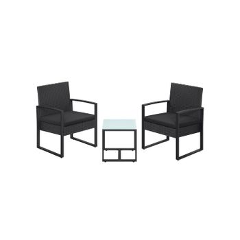 Conjunto de Muebles de jardín Ratán para Balcón Terraza al Aire Libre, Negro